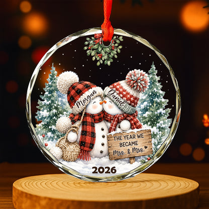 Our Love Story Begins - Personalized Round Glass Ornament - RGO_COU2 6