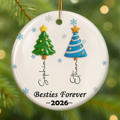 Best Friends Christmas Trees - Personalized Round Ceramic Ornament - RCO_XMAS1 1