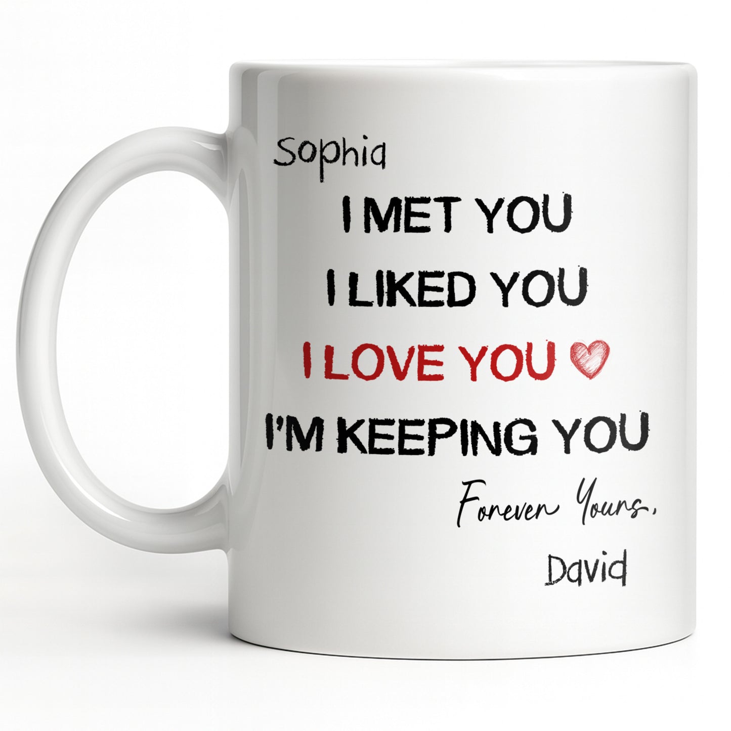 I Met You I Liked You I Love You - Personalized White Mug - INK_0053