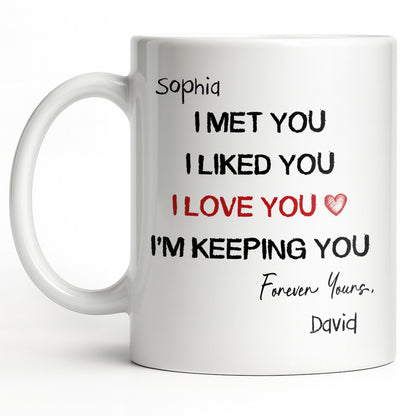 I Met You I Liked You I Love You - Personalized White Mug - INK_0053