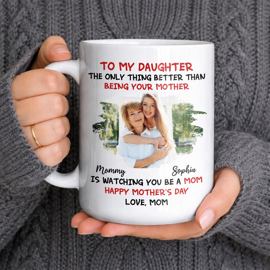 Is Watching You Be A Mom - Personalized White Mug