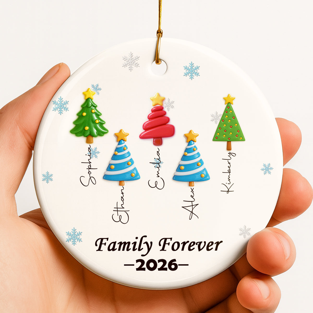 Best Friends Christmas Trees - Personalized Round Ceramic Ornament - RCO_XMAS1 2