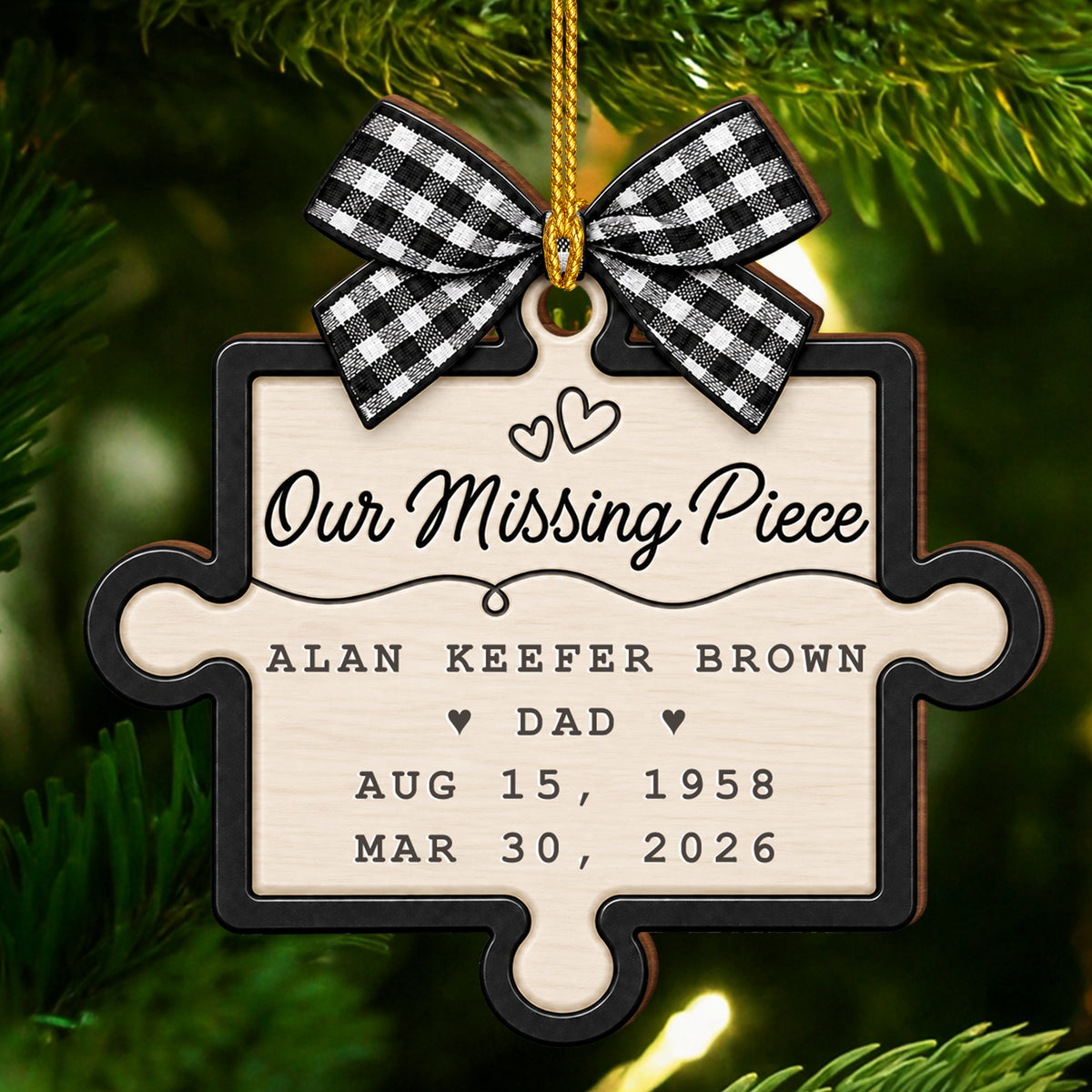 Always Our Missing Piece - Custom Wood Ornament - CWO_MEM1