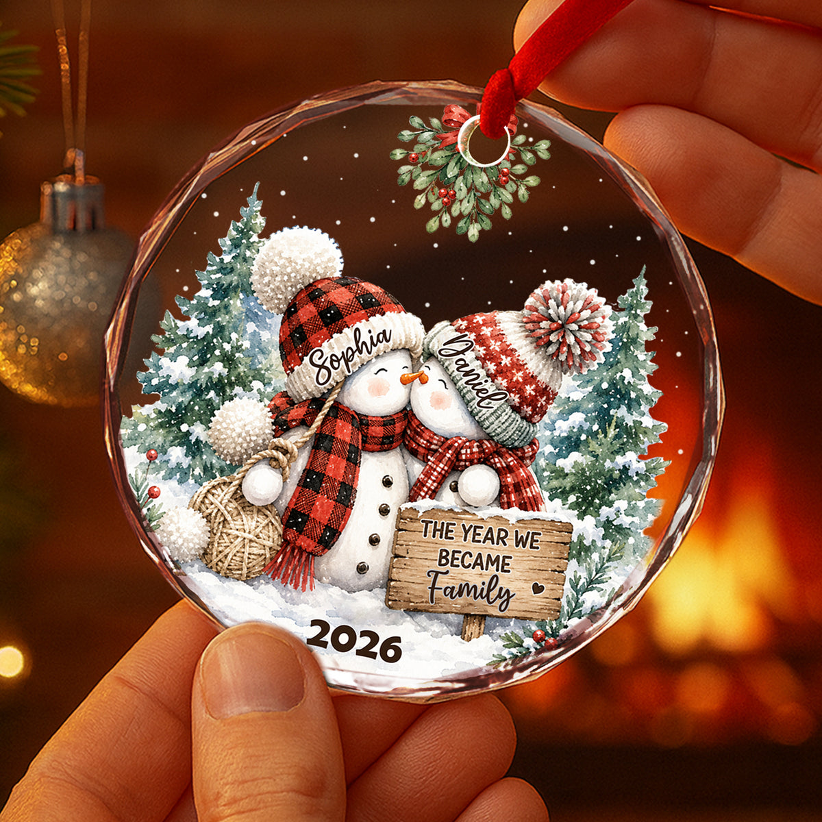 Our Love Story Begins - Personalized Round Glass Ornament - RGO_COU2 7