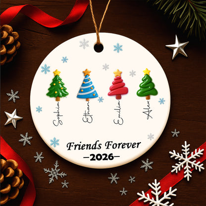 Best Friends Christmas Trees - Personalized Round Ceramic Ornament - RCO_XMAS1 4
