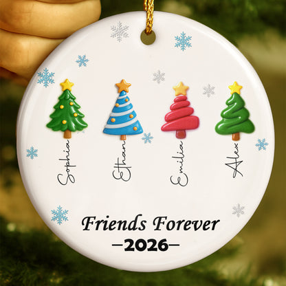 Best Friends Christmas Trees - Personalized Round Ceramic Ornament - RCO_XMAS1 5