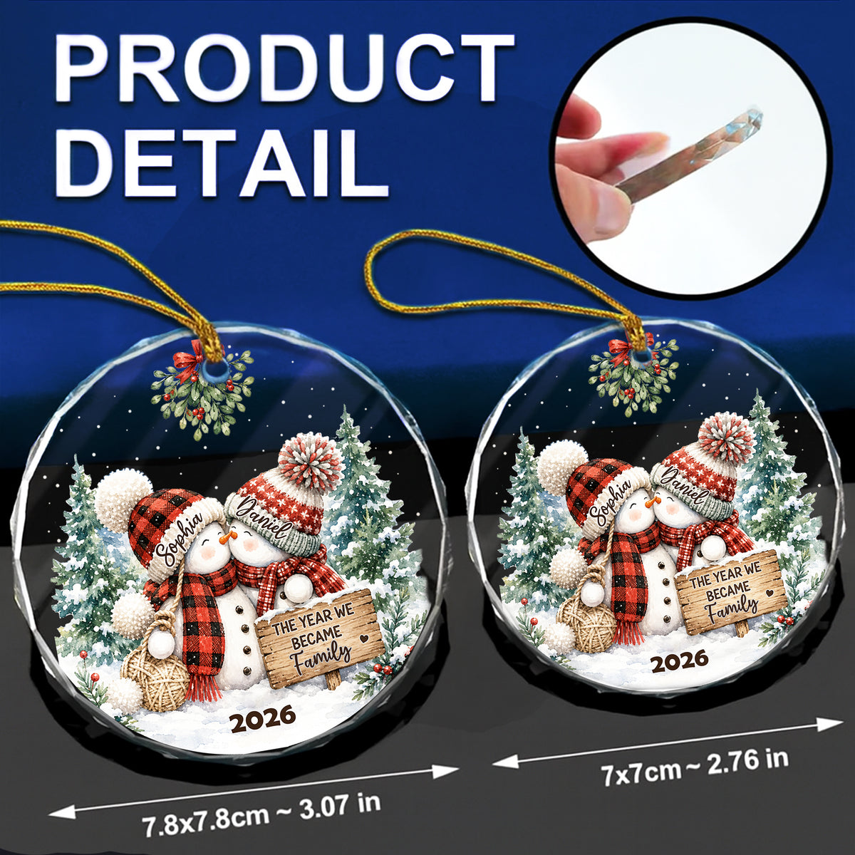 Our Love Story Begins - Personalized Round Glass Ornament - RGO_COU2 9