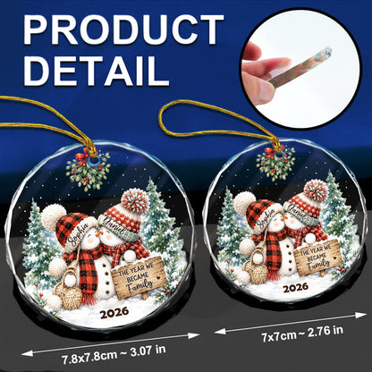 Our Love Story Begins - Personalized Round Glass Ornament - RGO_COU2 9