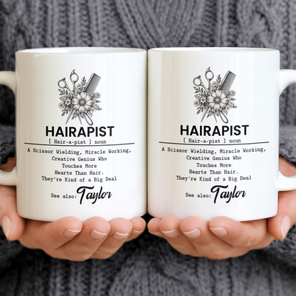Hairapy: A Creative Genius'S Definition - Personalized White Mug - MUG_HAIR1