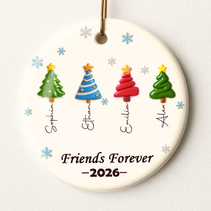 Best Friends Christmas Trees - Personalized Round Ceramic Ornament - RCO_XMAS1 9