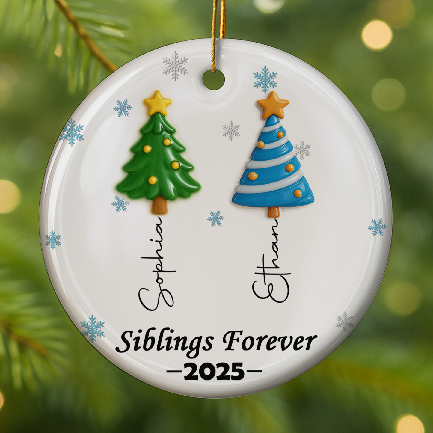 Forever Friends Tree Names Siblings Name Tree of Forever Love  - Custom Personalized Ceramic Ornament - INK_8
