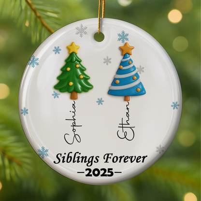 Forever Friends Tree Names Siblings Name Tree of Forever Love  - Custom Personalized Ceramic Ornament - INK_8