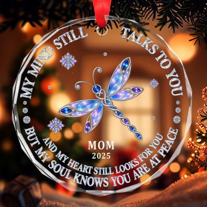 Cardinal With Message For Dad - Personalized Round Glass Ornament - RGO_MEM3 2