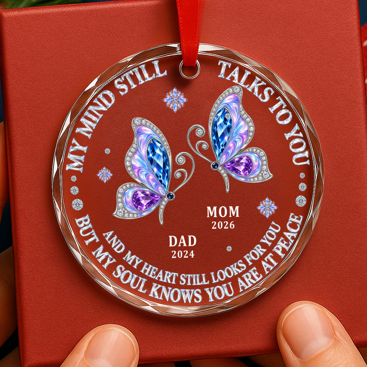 Cardinal With Message For Dad - Personalized Round Glass Ornament - RGO_MEM3 4