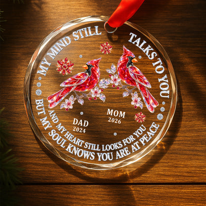 Cardinal With Message For Dad - Personalized Round Glass Ornament - RGO_MEM3 6
