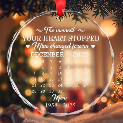 The Moment My Heart Changed Forever - Custom Personalized Glass Ornament - INK_5