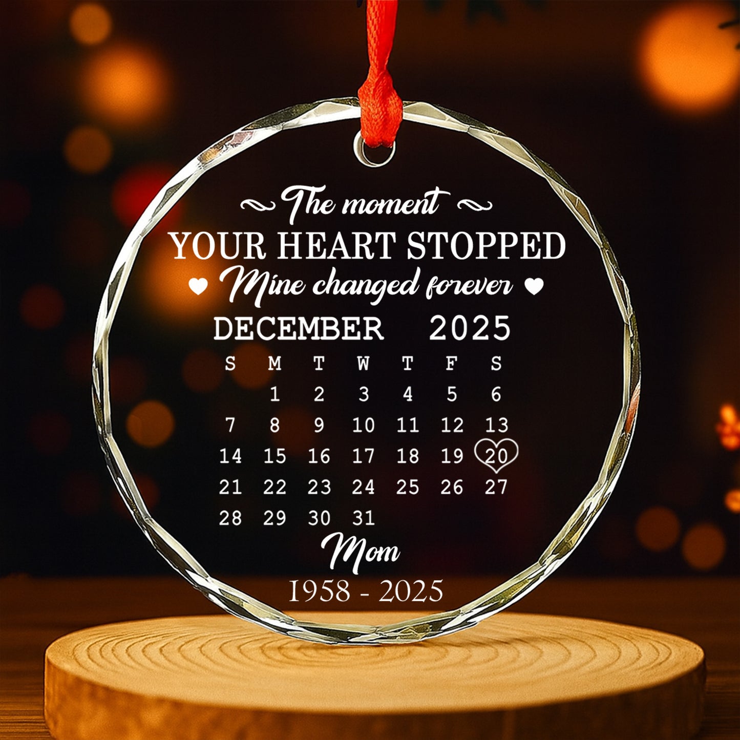The Moment My Heart Changed Forever - Custom Personalized Glass Ornament - INK_5